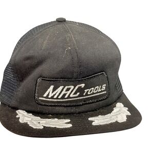 Vintage Mac Tools Trucker Hat Black Snapback Mesh Cap Laurel Leaves